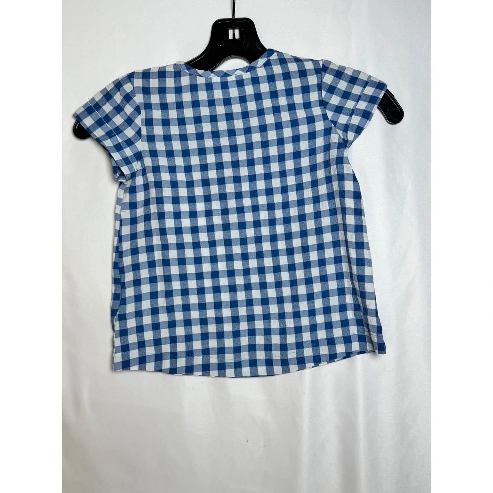 Mumu Mini Tate‎ Shirt Boys 2T Blue White Gingham Henley Short Sleeve